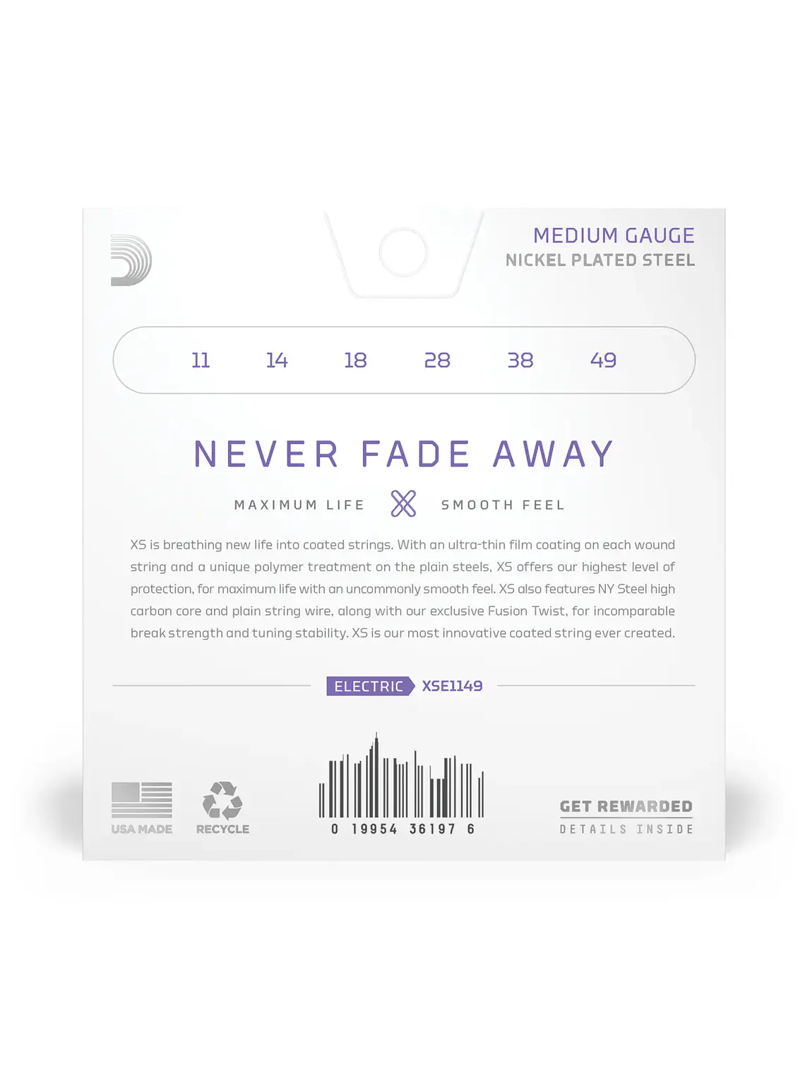 Cuerdas para guitarra eléctrica D'Addario XS .011-.049 2