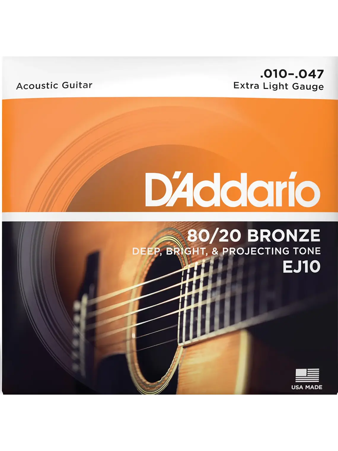 EJ10 Cuerdas Guitarra Acústica Bronze .010-.050 set 6 cuerdas D'Addario 1