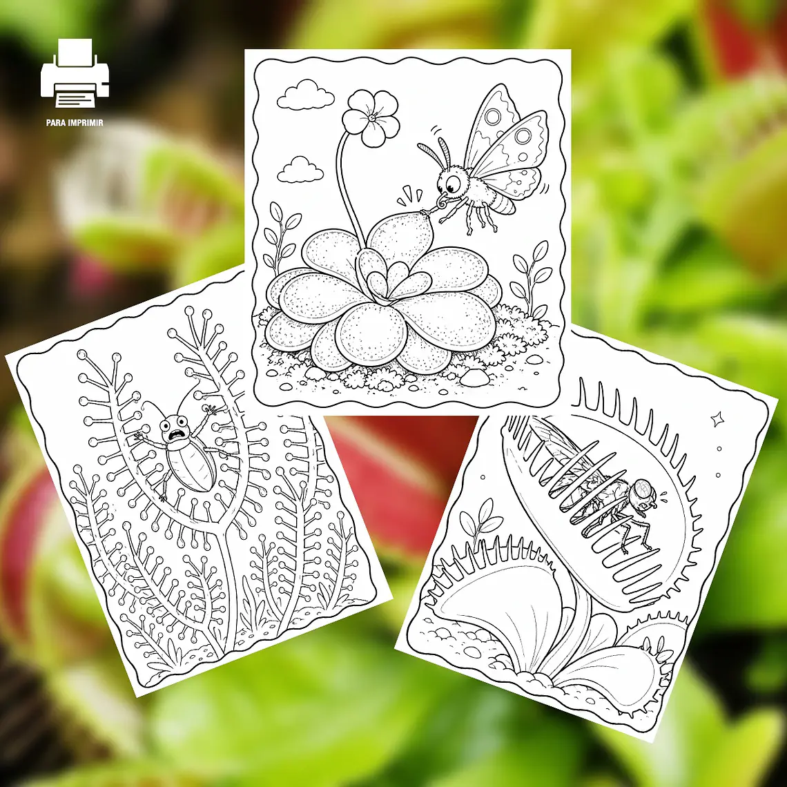 Libro para Colorear Plantas Carnívoras PDF Descargable | Dibujos para Niños para Imprimir 2