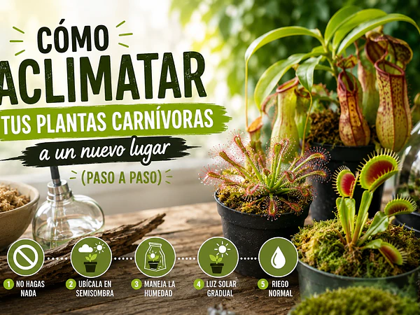 Cómo aclimatar tus plantas carnívoras a un nuevo lugar (paso a paso)
