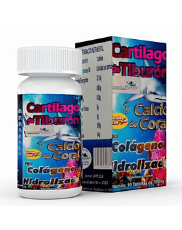CARTÍLAGO DE TIBURÓN Y CALCIO DE CORAL + COLÁGENO 60 TABLETAS