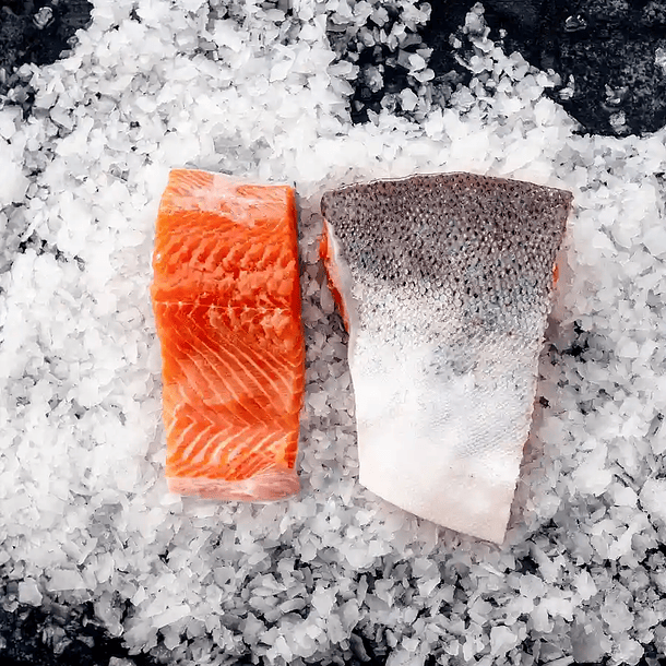 Frozen salmon portions
