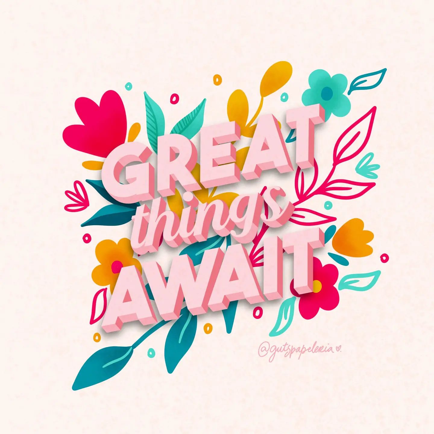 Crea tu frase favorita y decora con flores en Procreate - GRABADO 1