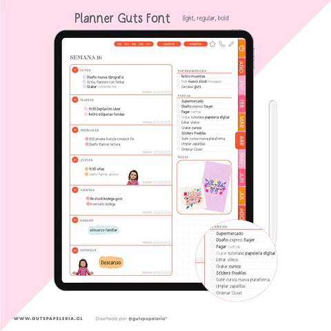 Tipografía Planner Guts