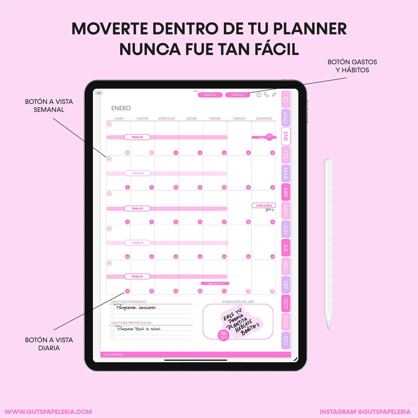 Planner Digital Moon Flower Vertical 3