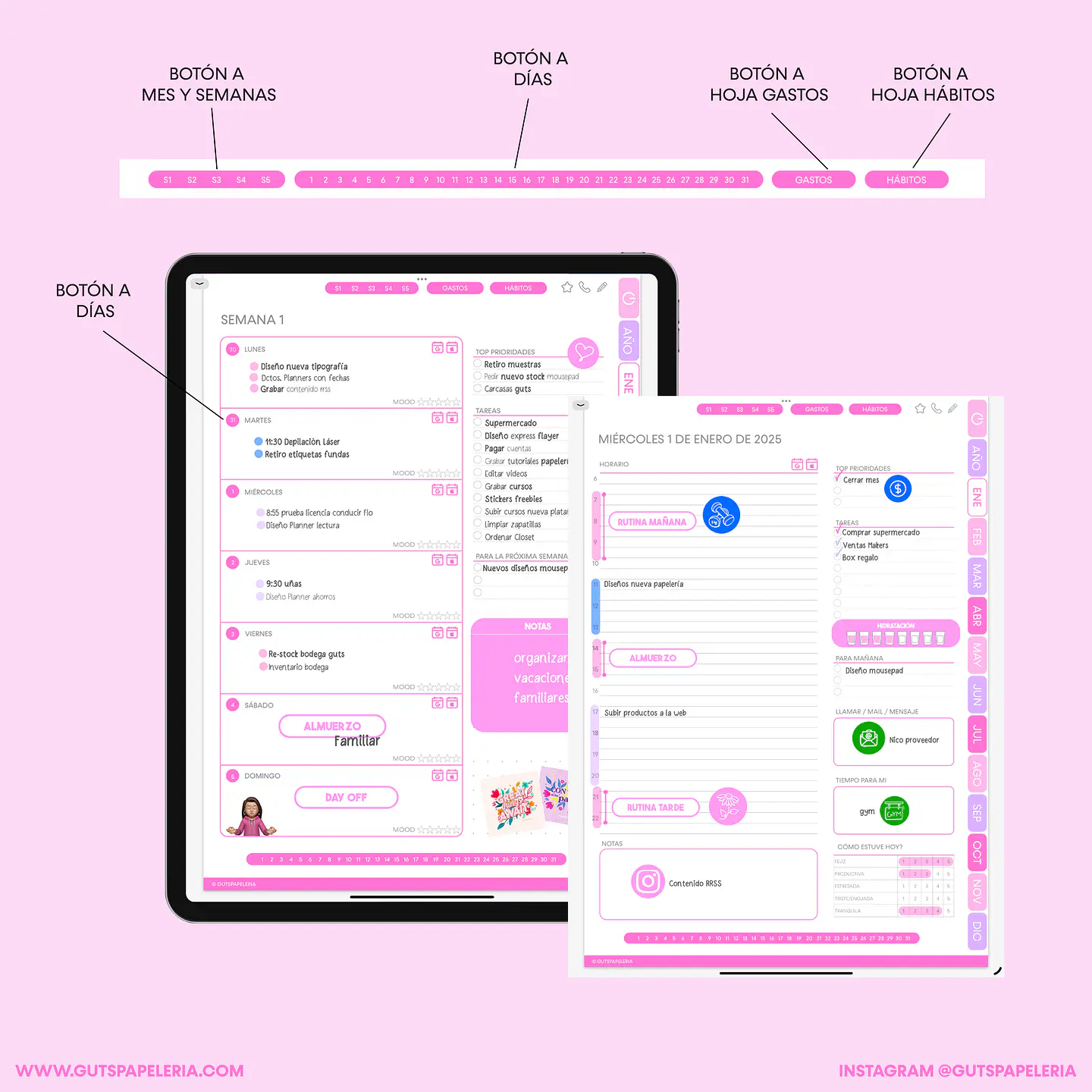 Planner Digital Moon Flower Vertical 4