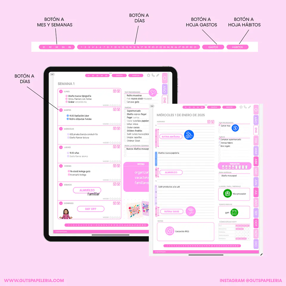 Planner Digital Moon Flower Vertical 4