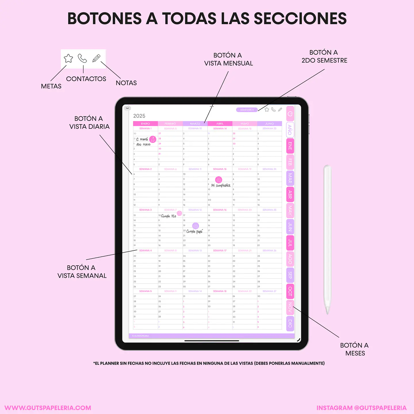 Planner Digital Moon Flower Vertical 2