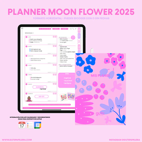 Planner Digital Moon Flower Vertical