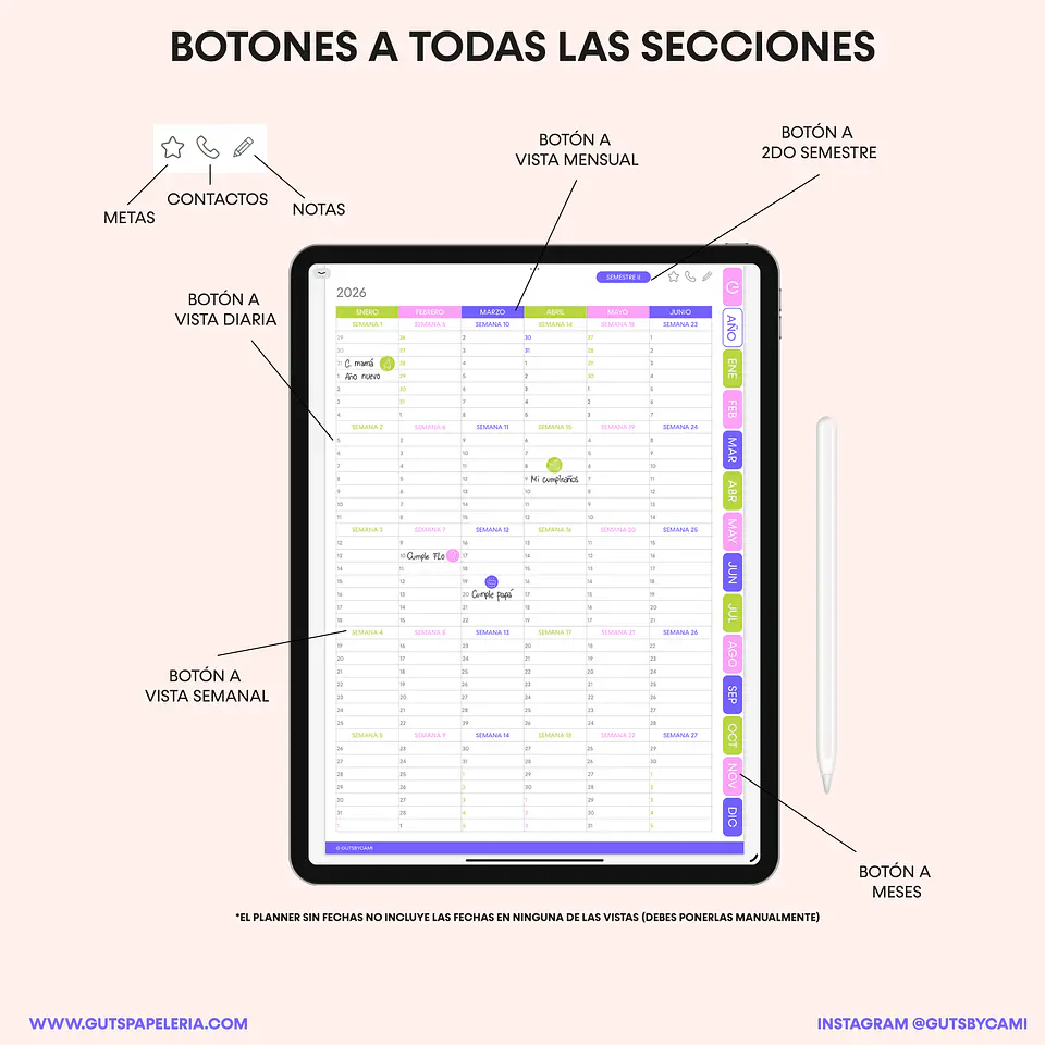 Planner Digital Sunflower Sin Fechas Vertical 2