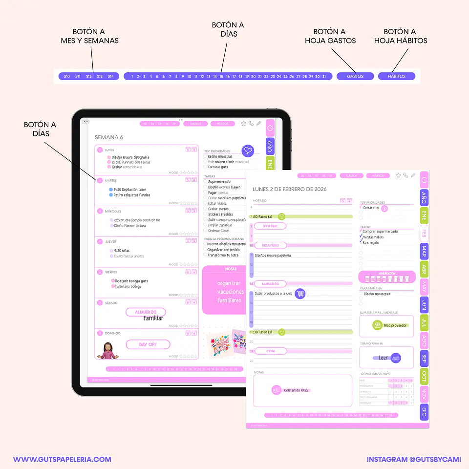 Planner Digital Sunflower Sin Fechas Vertical 3