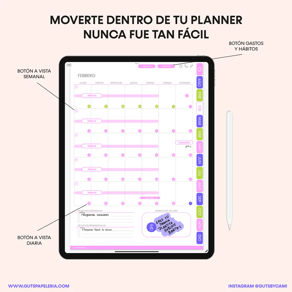 Planner Digital Sunflower Sin Fechas Vertical 4