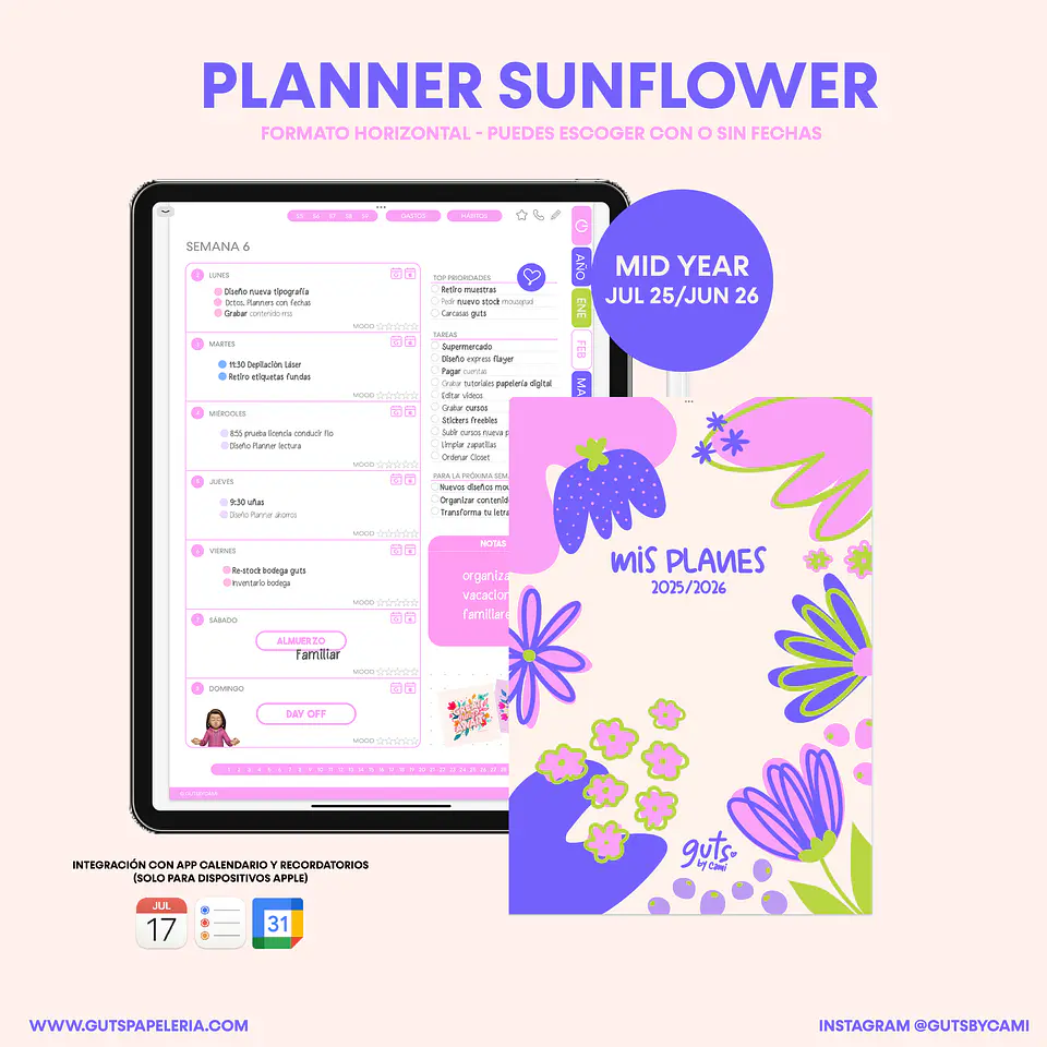 Planner Digital Sunflower Sin Fechas Vertical 1