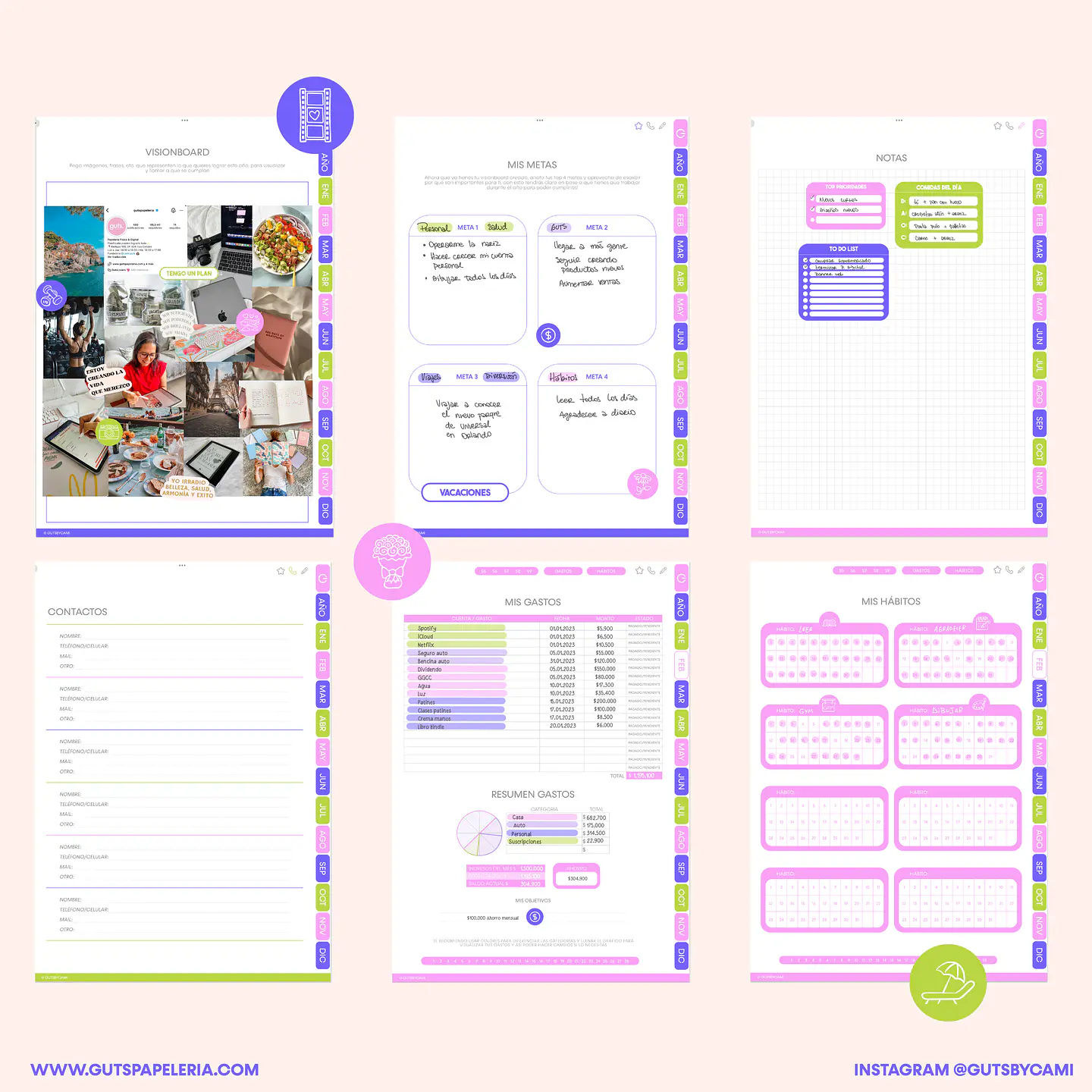 Planner Digital Sunflower Sin Fechas Vertical 8