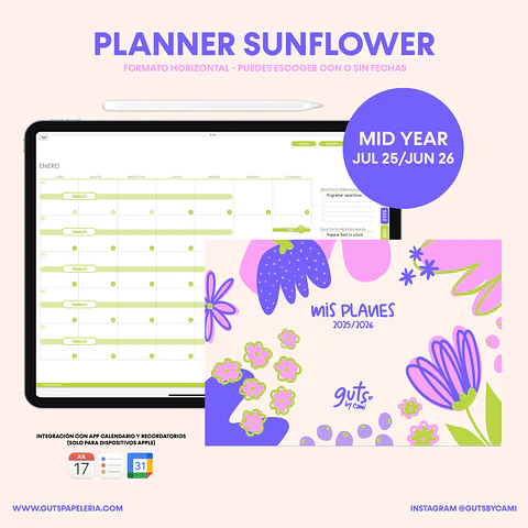 Planner Digital Sunflower Sin fechas Horizontal