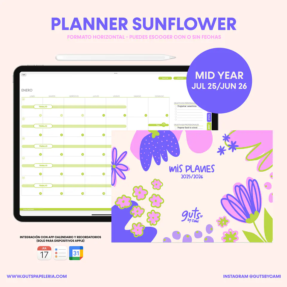 Planner Digital Sunflower Sin fechas Horizontal 1