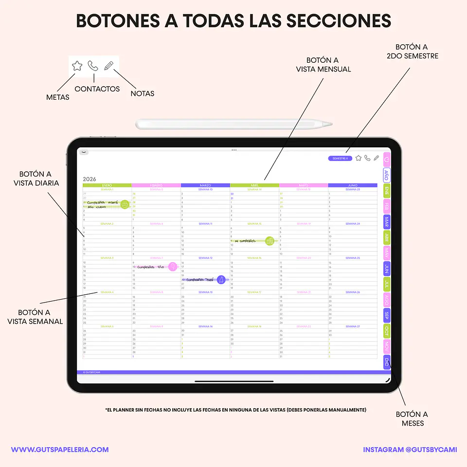 Planner Digital Sunflower Sin fechas Horizontal 2