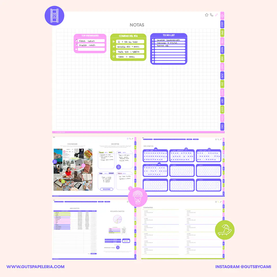 Planner Digital Sunflower Sin fechas Horizontal 7