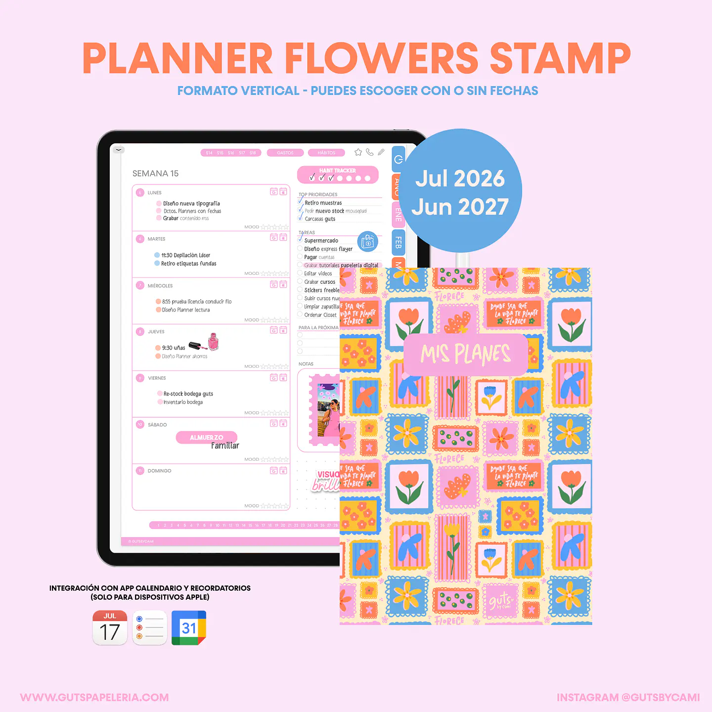 Planner Flowers Stamp Vertical 1