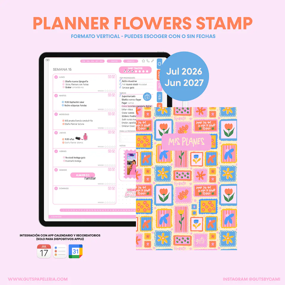 Planner Flowers Stamp Vertical 1