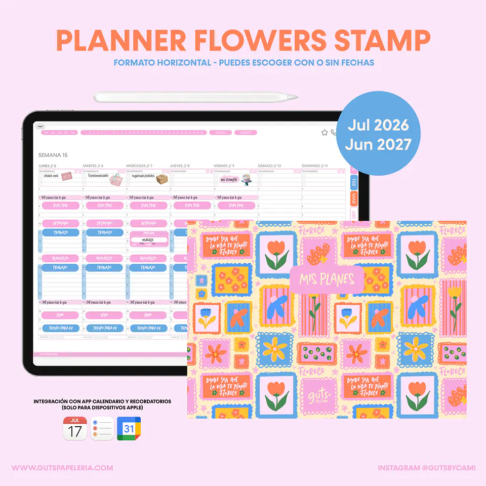 Planner Flowers Stamp Horizontal 1