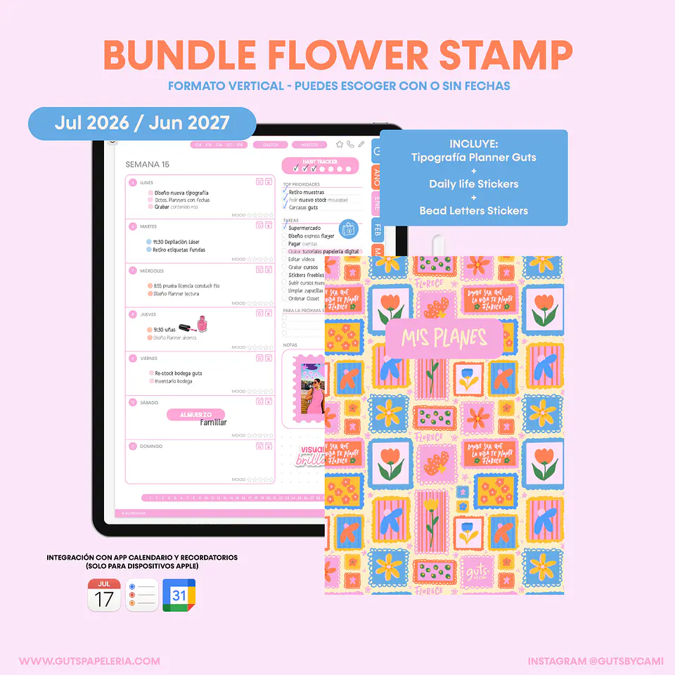 Bundle Planner Flowers Stamp Vertical 1