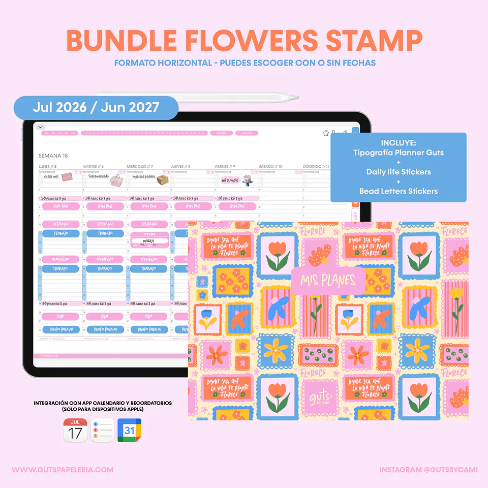 Bundle Planner Flowers Stamp Horizontal 1