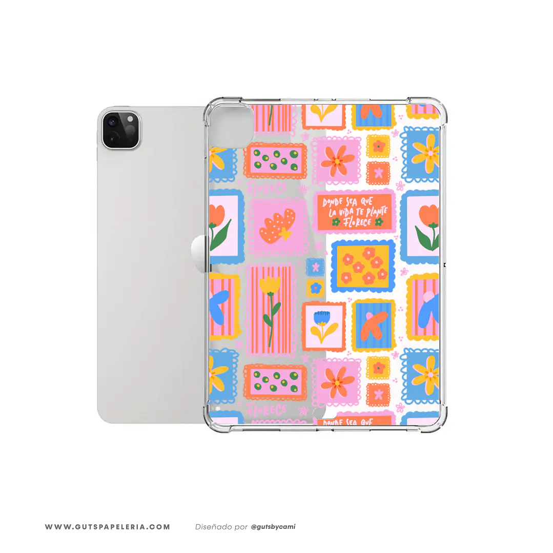 Carcasa iPad Transparente Flowers Stamp 1