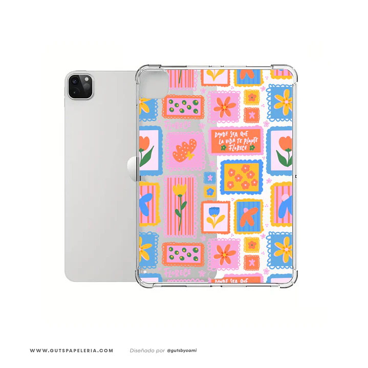 Carcasa iPad Transparente Flowers Stamp 1