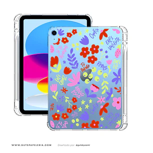 Carcasa iPad Transparente CON RANURA para lápiz Florece