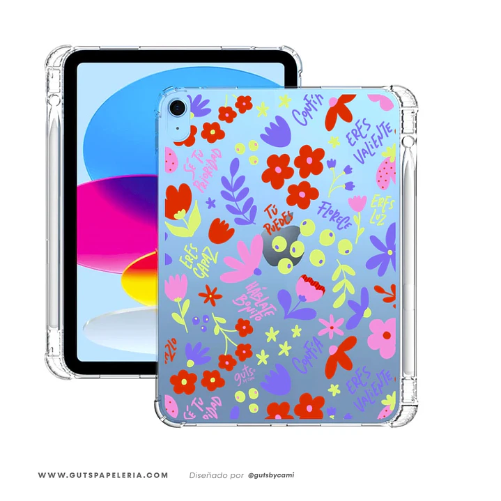 Carcasa iPad Transparente CON RANURA para lápiz Florece 1