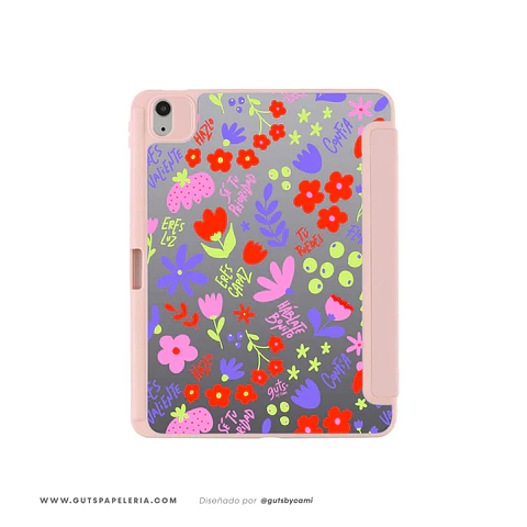 Carcasa iPad Con tapa Rosada Florece