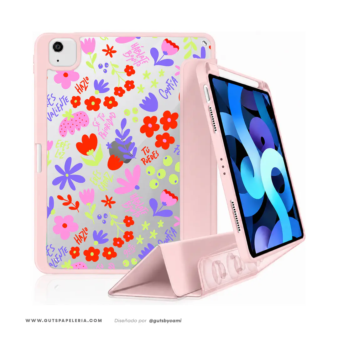 Carcasa iPad Con tapa Rosada Florece 2