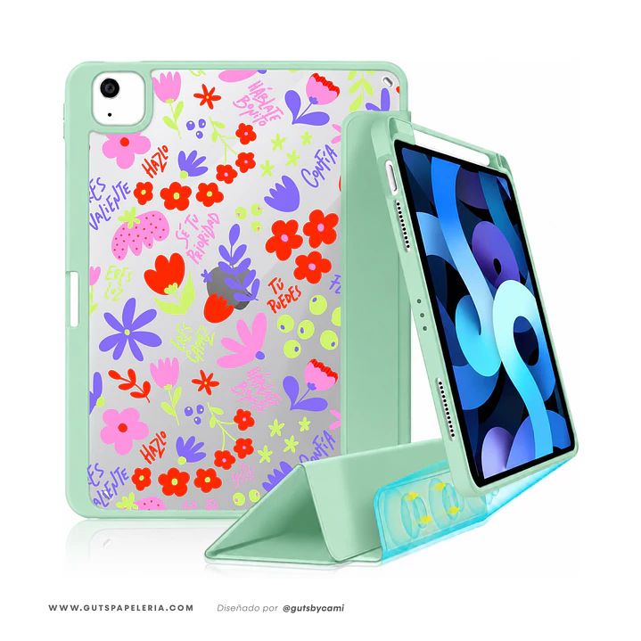 Carcasa iPad Con tapa Menta Florece 2