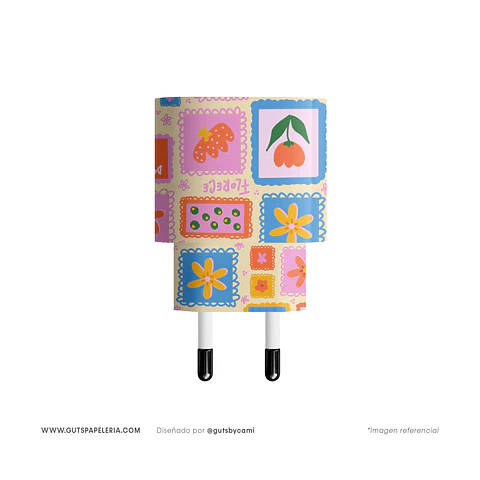 Skin Cargador Tipo C Flowers Stamp