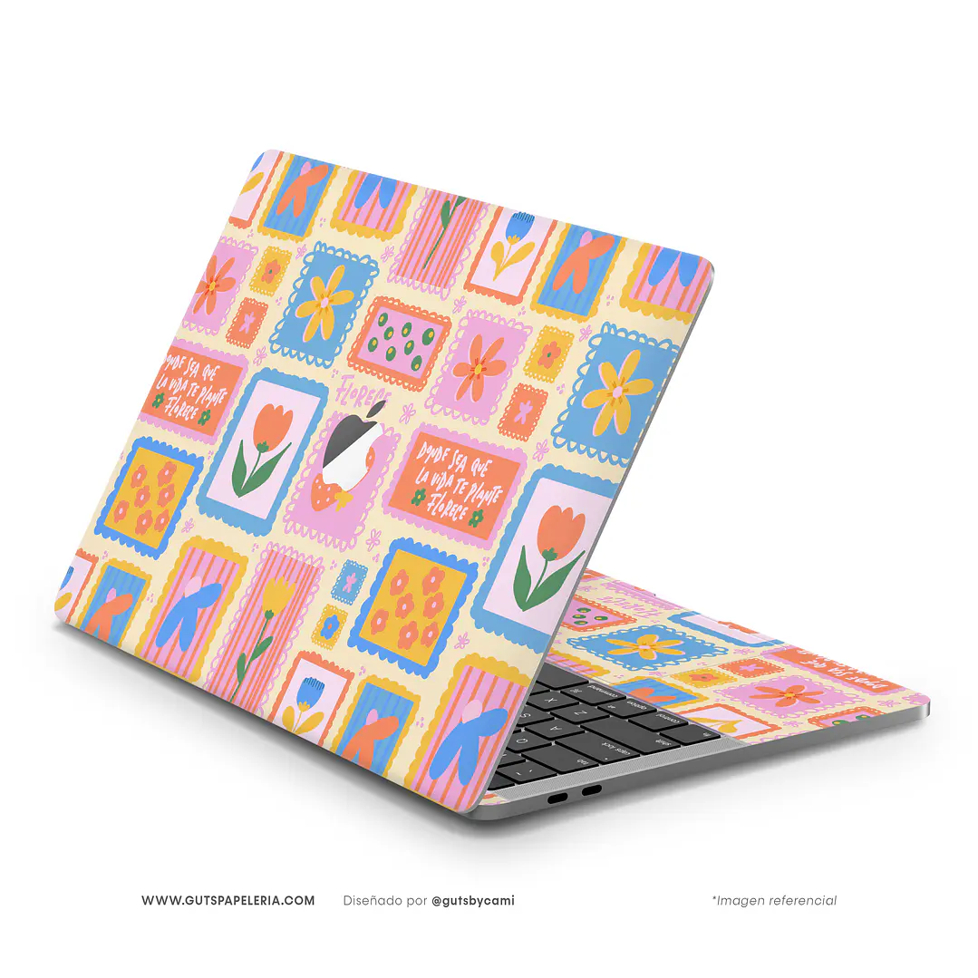 Skin Adhesivo para Macbook Flowers Stamp 2
