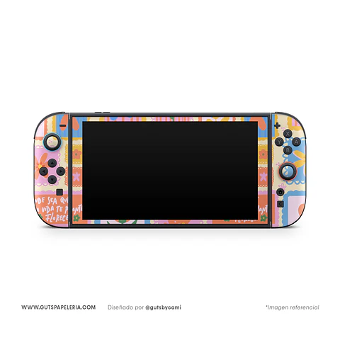 Skin Nintendo Switch Flowers Stamp
