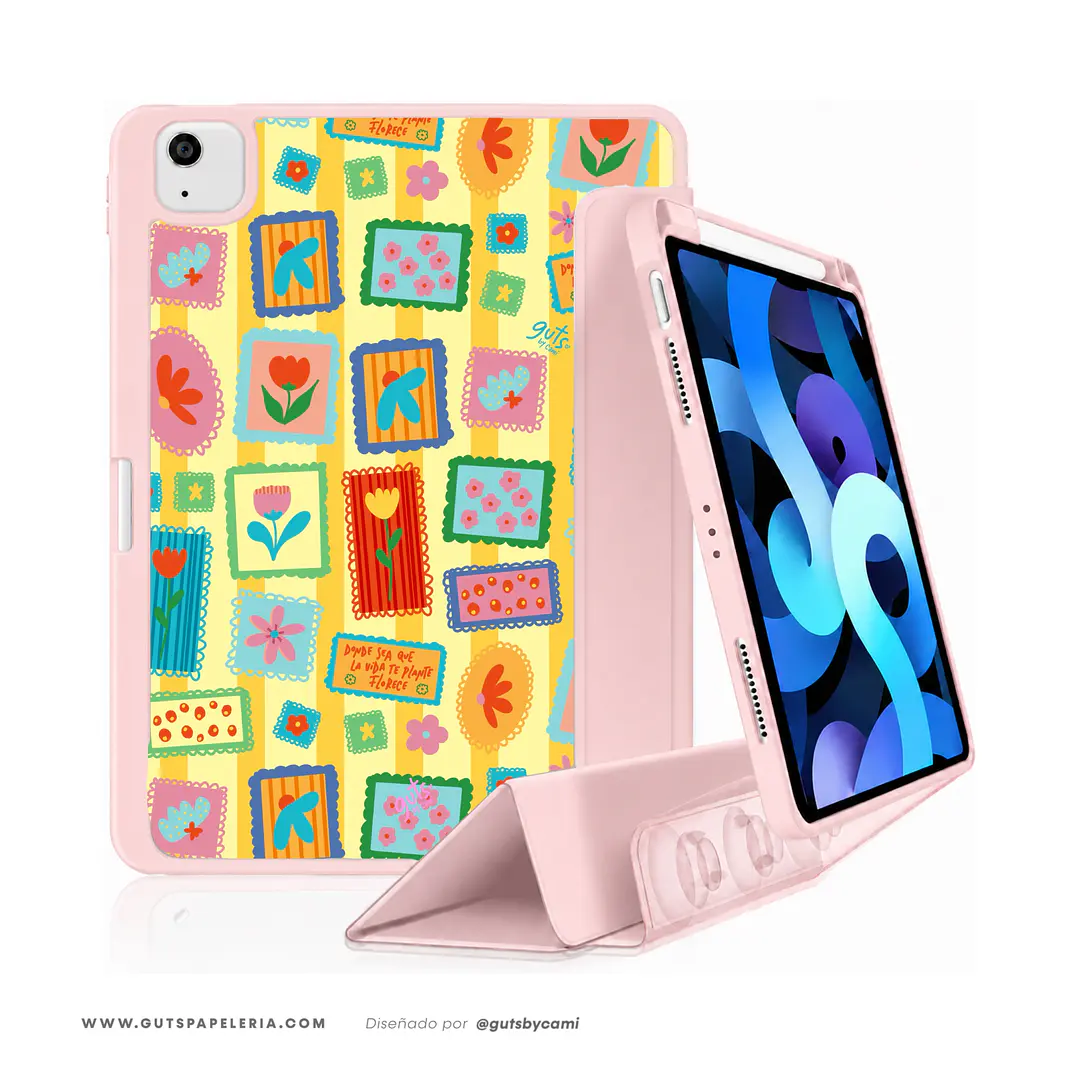 Carcasa iPad Con tapa Rosada Garden Club 2