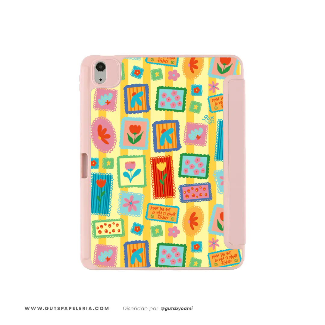 Carcasa iPad Con tapa Rosada Garden Club 1
