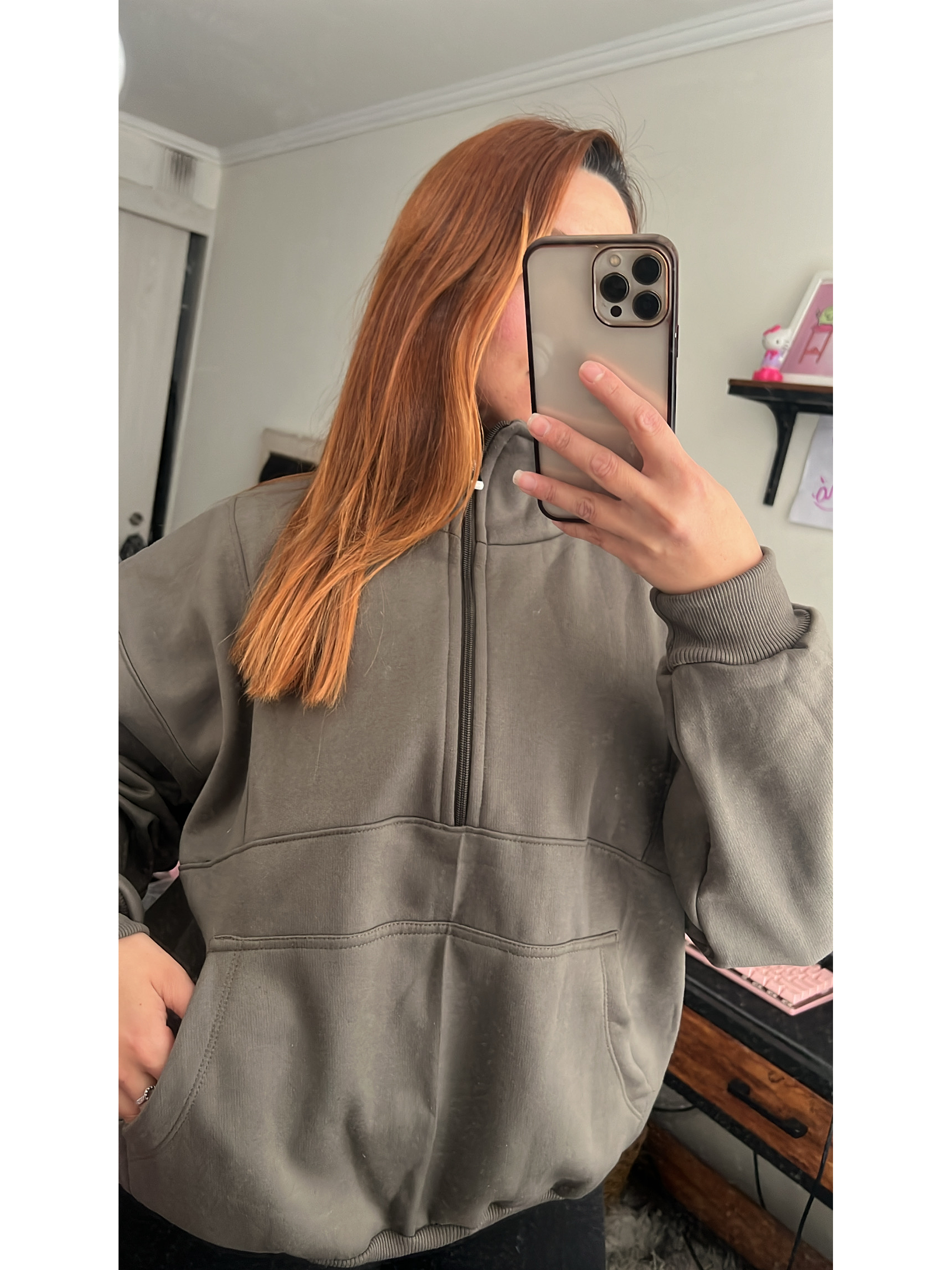 Poleron medio cierre y cuello tortuga oversized 2