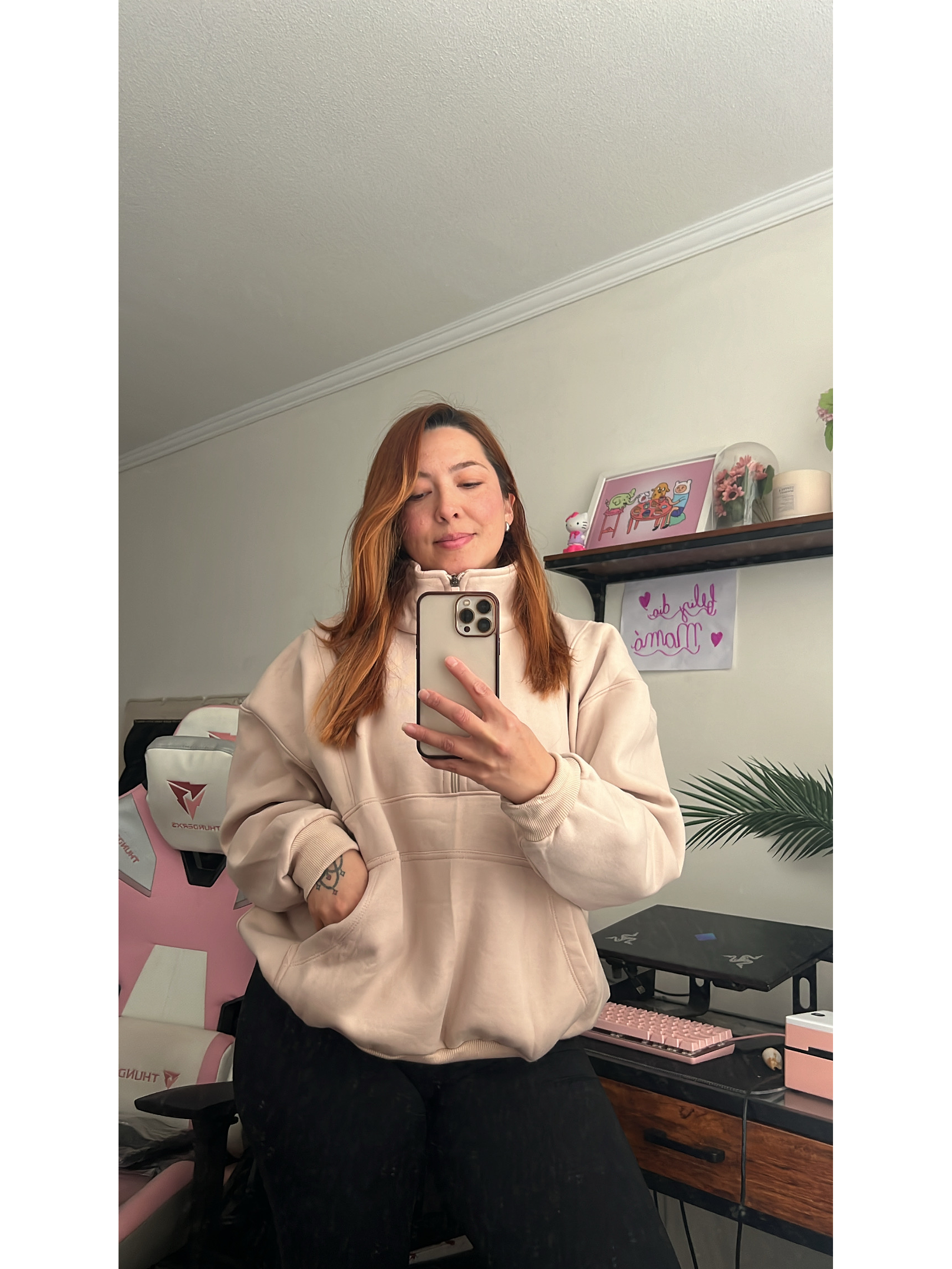 Poleron medio cierre y cuello tortuga oversized 1