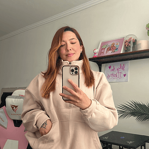 Poleron medio cierre y cuello tortuga oversized