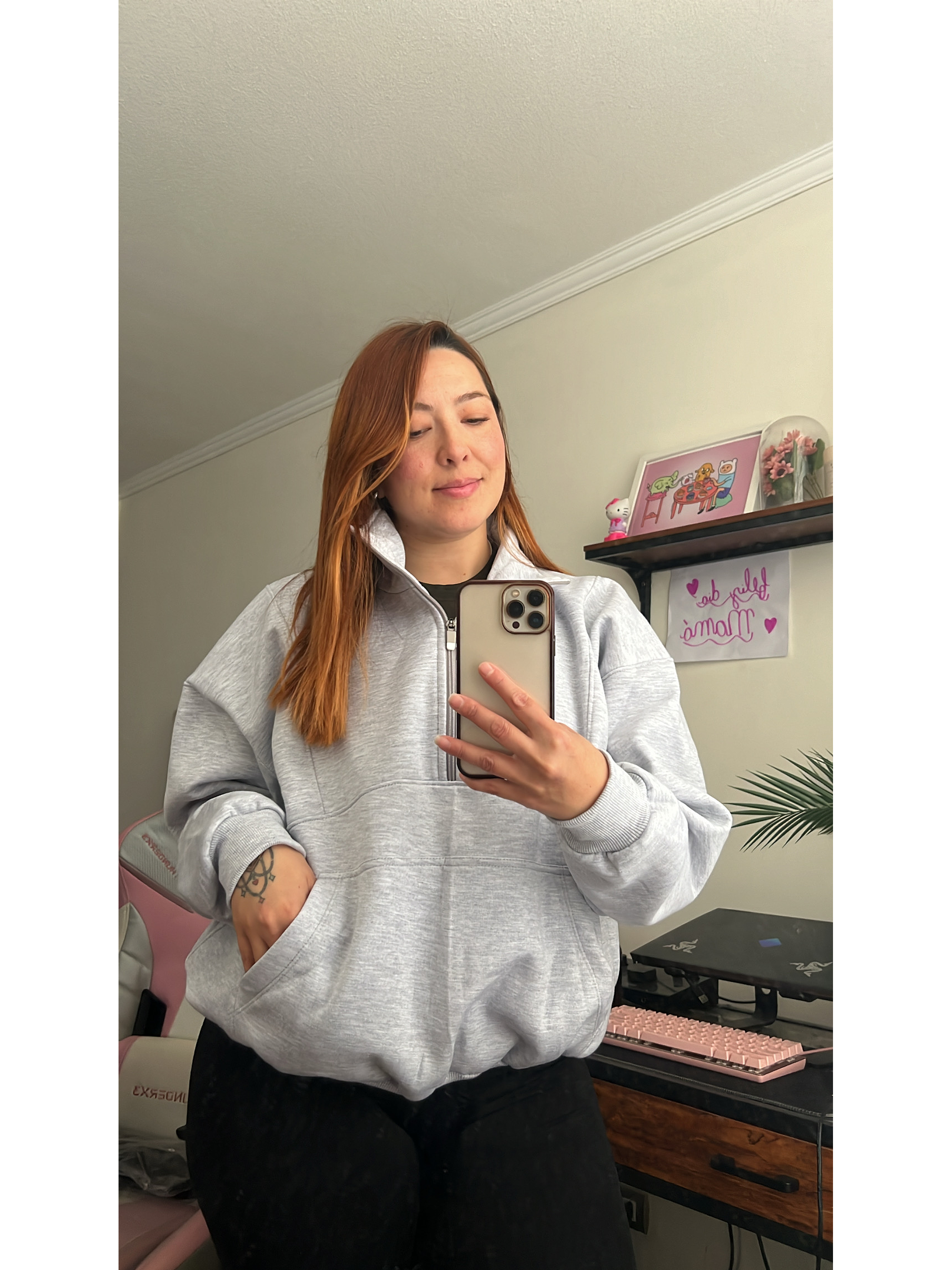 Poleron medio cierre y cuello tortuga oversized 5