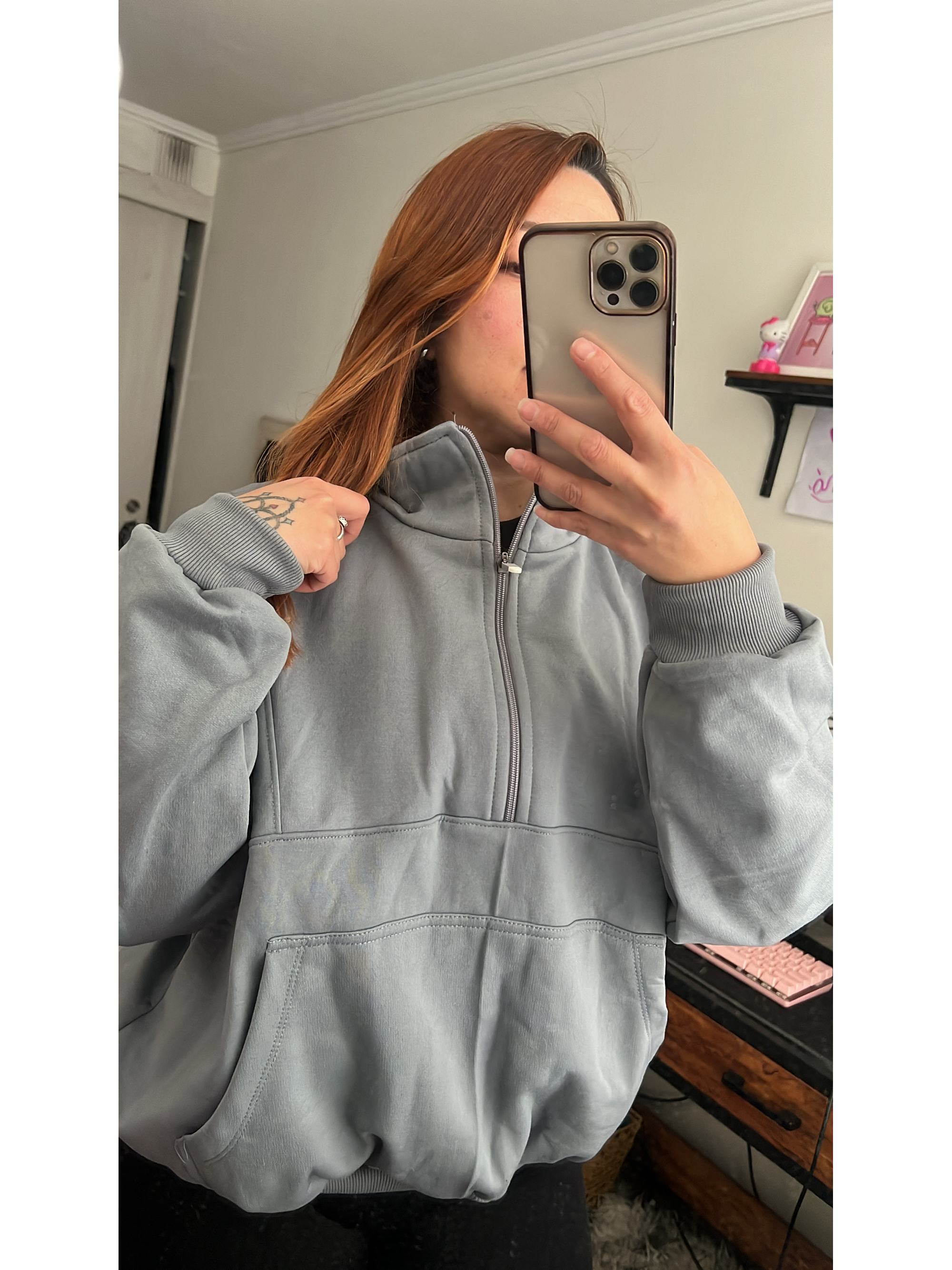 Poleron medio cierre y cuello tortuga oversized 7