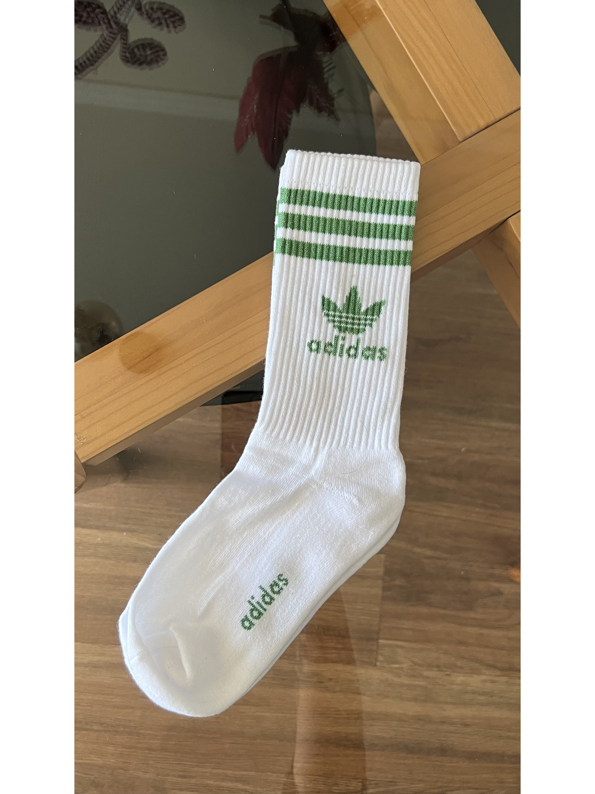 Calcetas adidas blancas logo verde  1