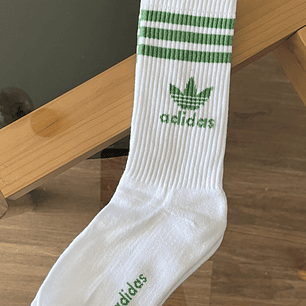 Calcetas adidas blancas logo verde 