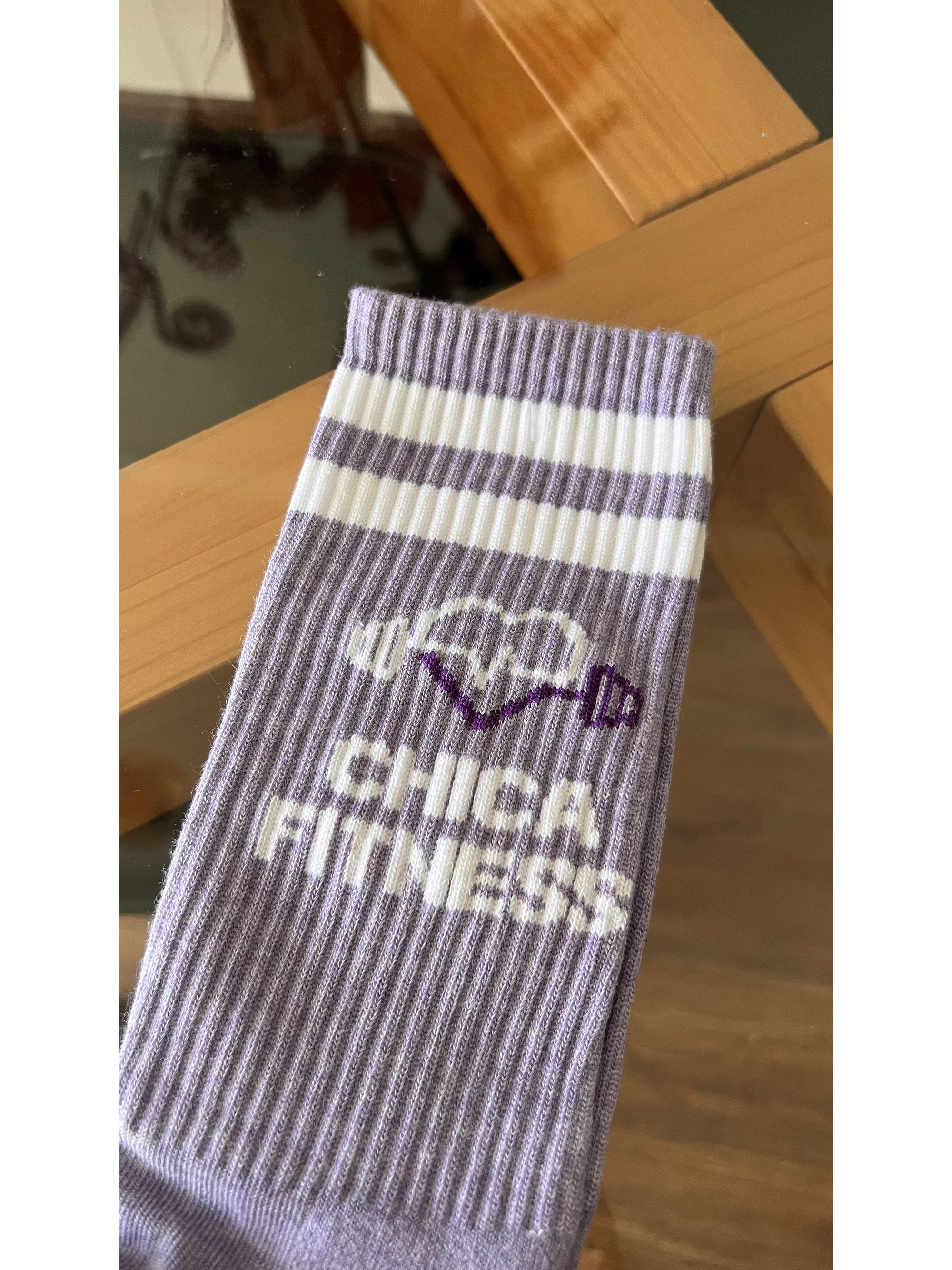 Calcetas chica fitness lila jaspeada 1