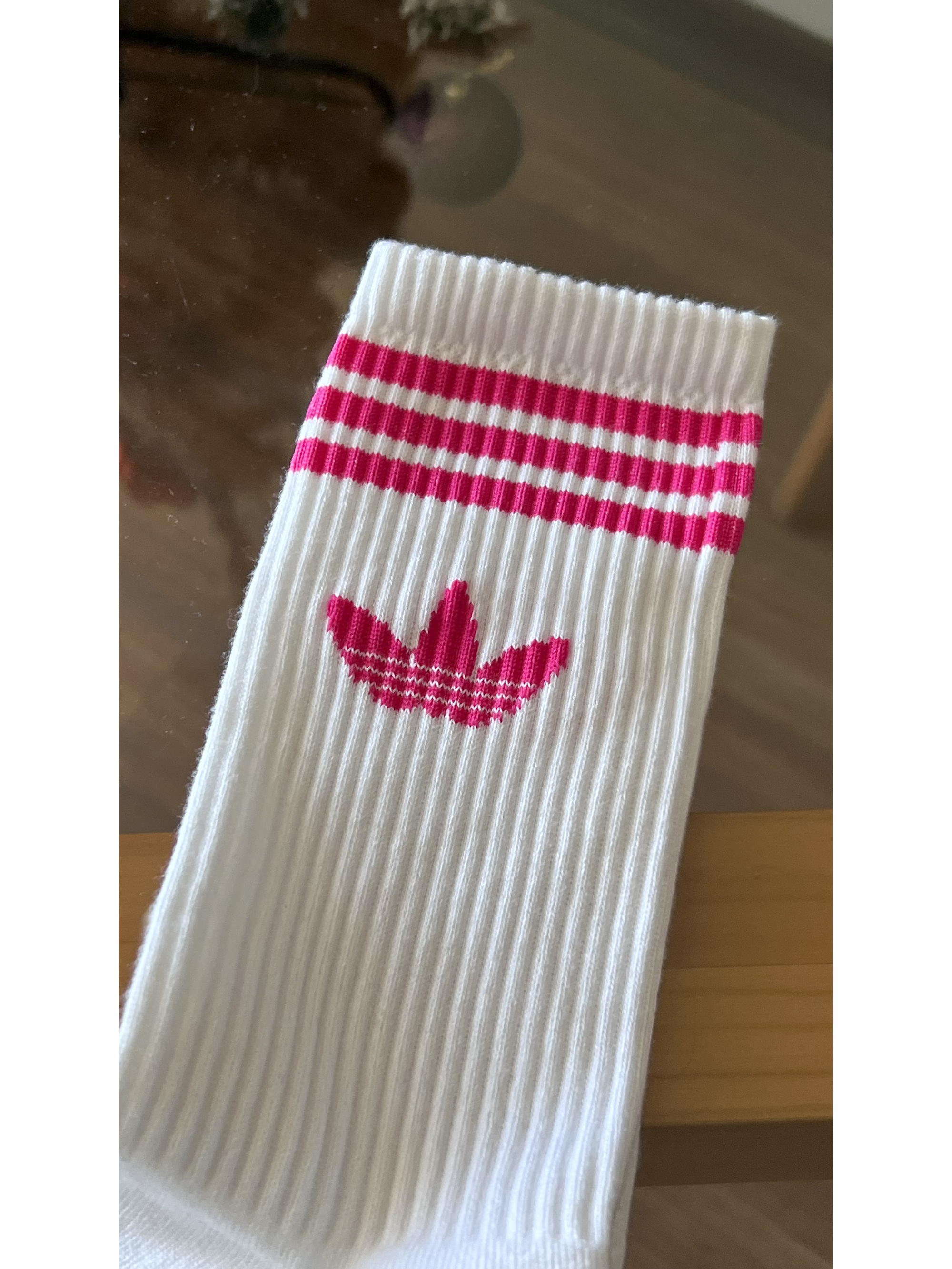 Calcetas adidas logo fucsia 1