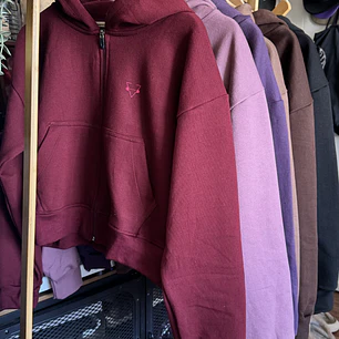 Hoodie Crop Boxy Fit con Cierre