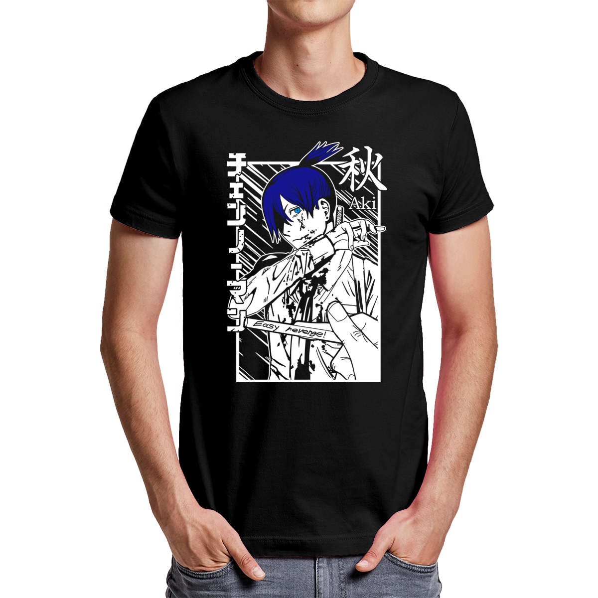 Chainsaw Man - Denji Power Aki - Polera - 10 / Blanco